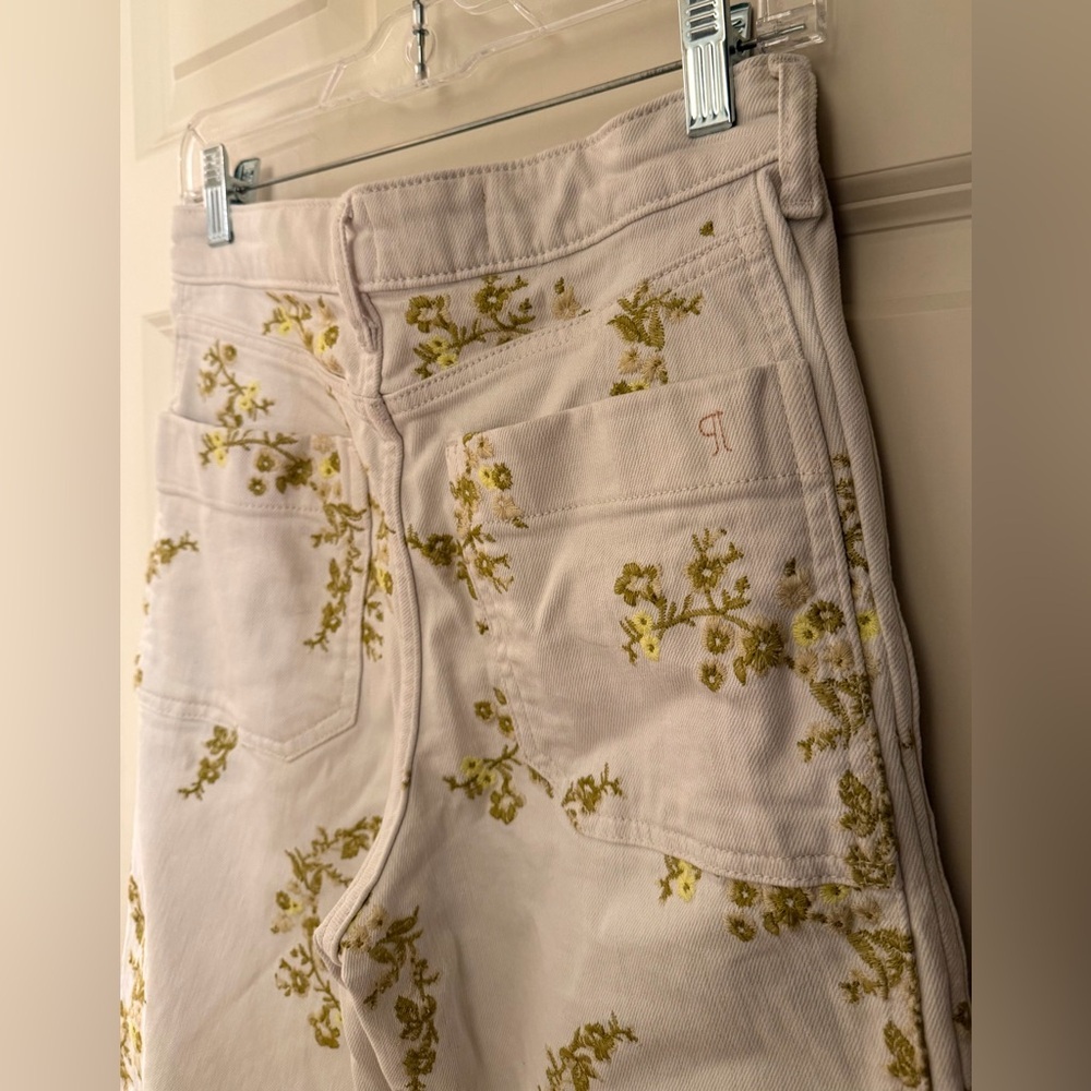 Pilcro Heritage Curve Mid-Rise Tapered Barrel Jeans, White Embroidered, 25 - Picture 12 of 15